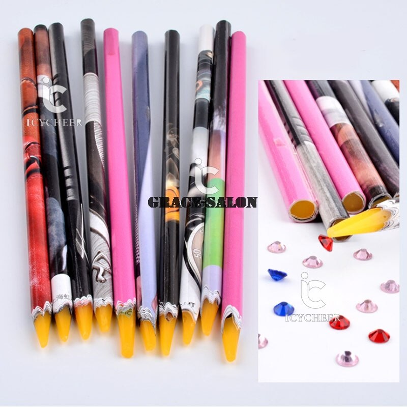 ICYCHEER 1 pieza herramienta para hacer puntos de decoración de uñas lápiz para cera de uñas/bolígrafo para recoger diamantes de imitación gema cristal