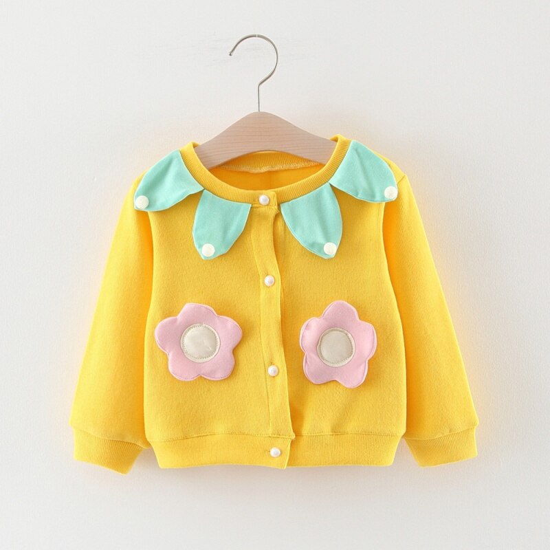 Katoenen Trui Top Baby Meisjes Vest Herfst Jas Baby Kinderkleding Meisjes Gebreide Vest Trui Kid Lente Kleding: Geel / 9m