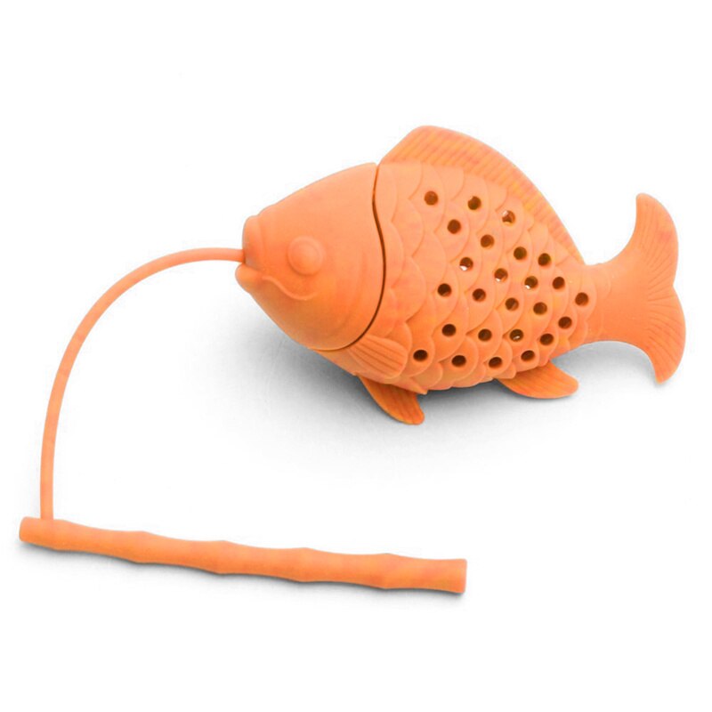 Reusable Fish Tea Infuser FDA Approved Silicone Tea Strainer Portable Herb Filter Tea Bags Drinkwares: Orange