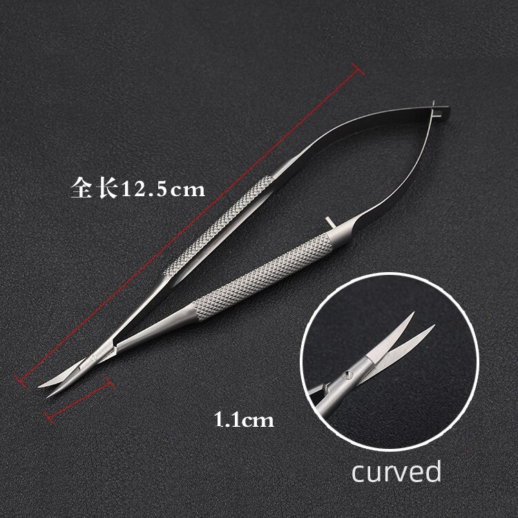 Tandsaks i titanium/rustfrit stål, oftalmologiske instrumenter til øjenkirurgi, 12.5cm hornhindesakse: Sort og sølv