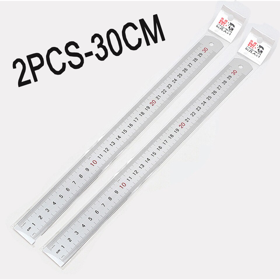 Metal Ruler Aluminum Alloy Straight Rulers Practical Metric And Inches Measurement Double Sided 20-30cm School Office Supplies: 2pcs 30cm
