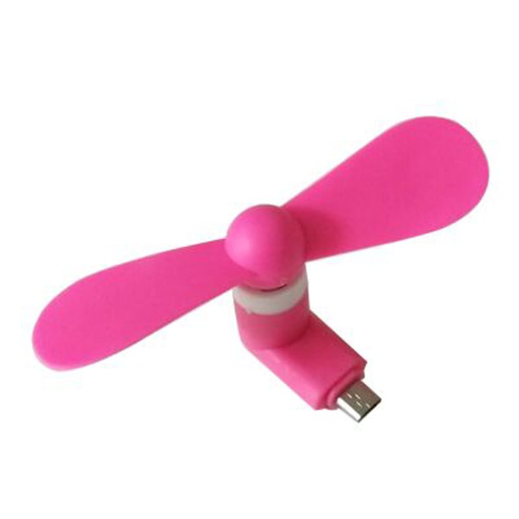 Ventilador USB portátil para teléfono móvil Android, fuente de alimentación de 5V y 1W con baja voz para ventilador Micro USB: Pink