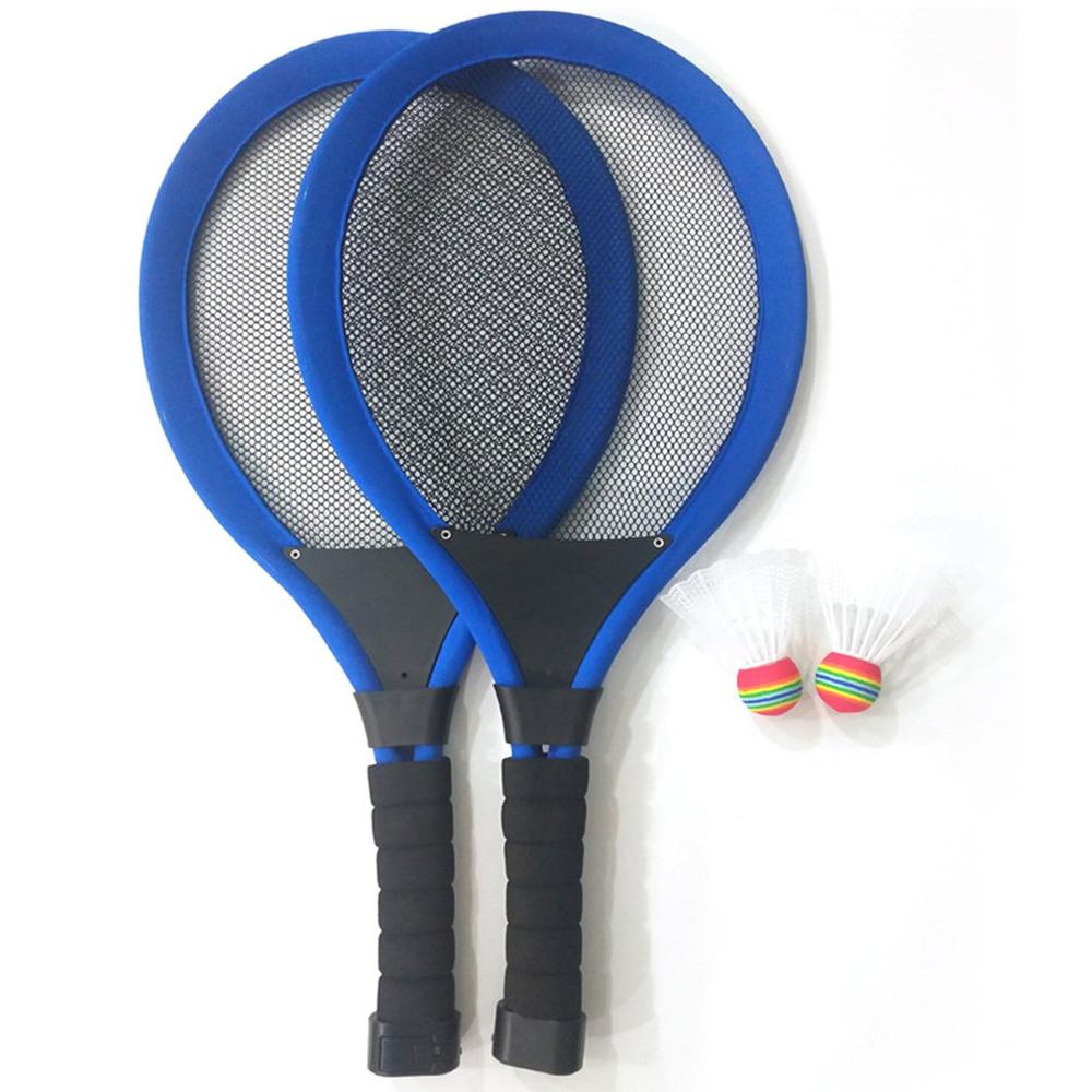 Lichtgevende Badminton Racket Set Nachtlampje Badmiton Bal Met Racket Kit Licht Voor Kids Kinderen Houden Begginers Familie: blue