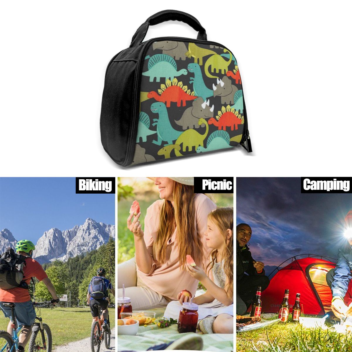 Noisydesigns Cartoon Dinosaurus Print Thermo Lunch Tas Waterdichte Koeltas Geïsoleerde Lunch Box Thermische Picknick Tas Voor Kid Eenvoudige