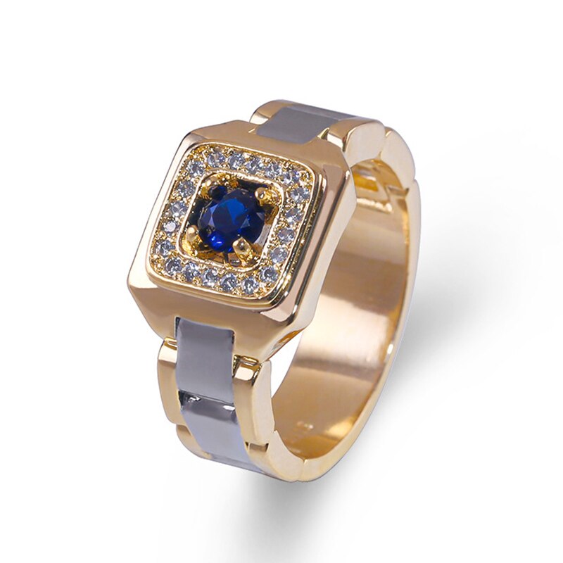 Aphseem Mannen Ringen Creatieve Horloge Vormige Two Tone Partij Ringen Voor Mannen Wedding Ring Met Maat 6-14 mannelijke Sieraden: 7 / J1065