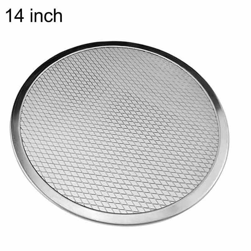 Pizzazeef pan bakplaat metalen net 6 inch -14 inch naadloos aluminium net bakgerei keukengereedschap pizza accessoires: 14 inch