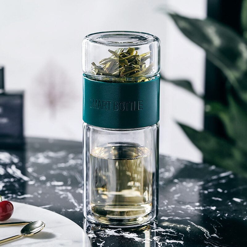 Bouteilles d'eau en verre 200ml avec infuseur de thé de filtre d'acier inoxydable