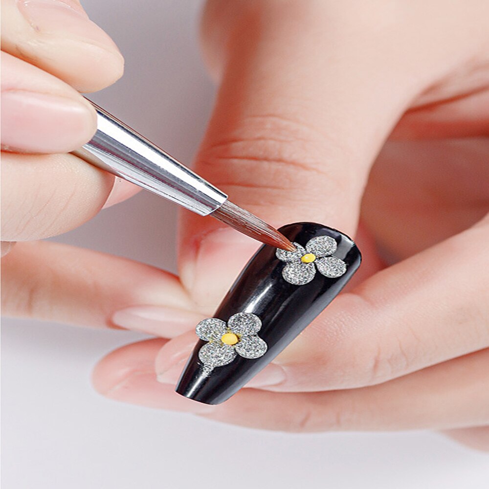 Pincel de unha acrílico de nylon, escova de polimento gel uv, esmalte para unhas artísticas, moda, ferramenta de manicure com cabo de glitter líquido
