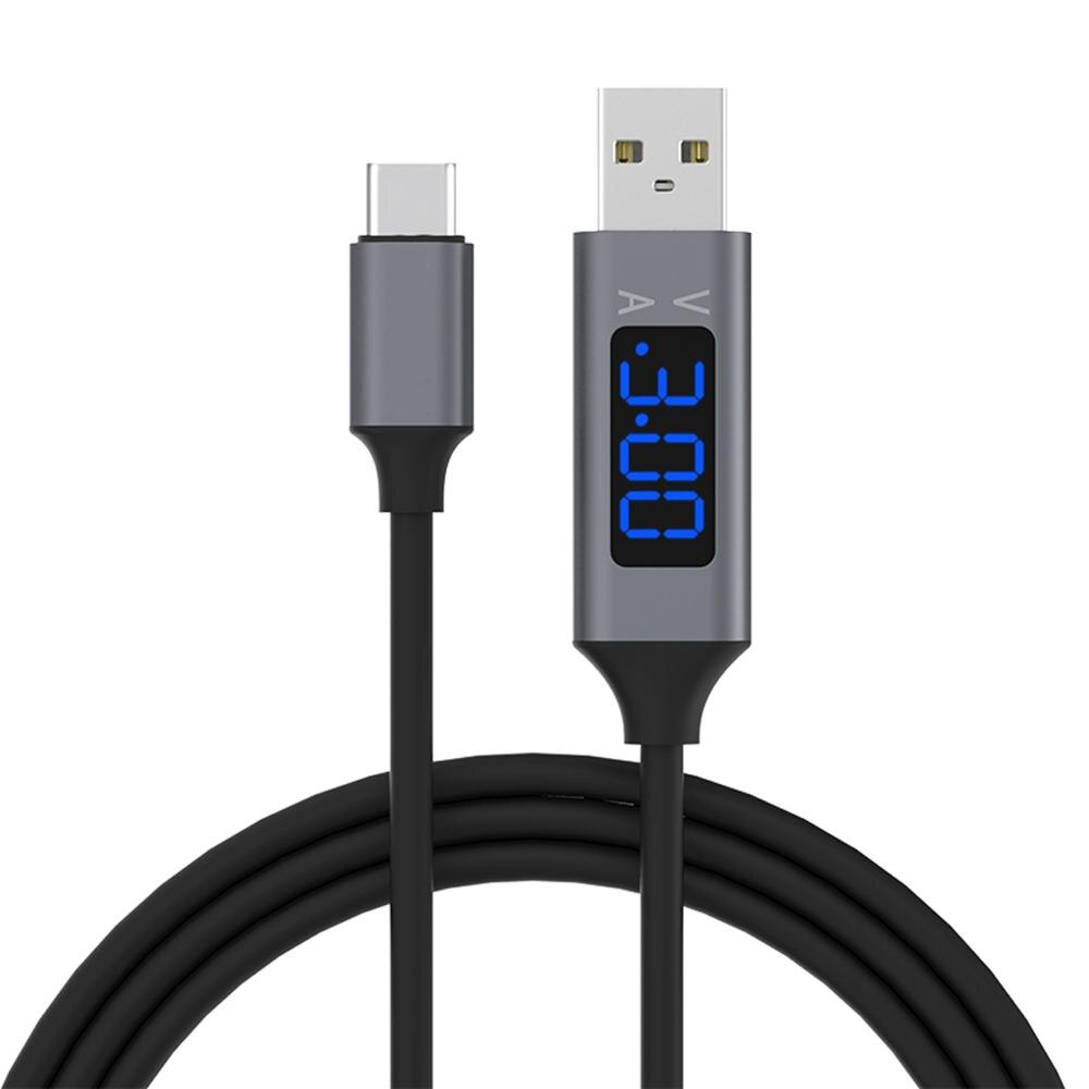 Qc 3.0 Micro Usb/Type C Snel Opladen Data Sync Kabel Met Spanning Stroom Led Display L29K: type c