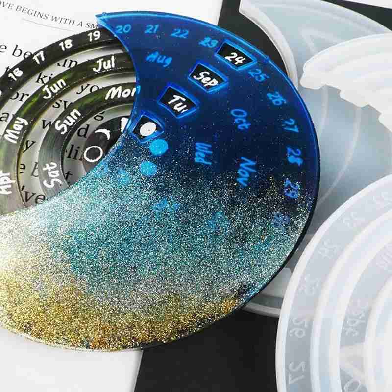 DIY Crystal Epoxy Resin Mould Weekly Calendar Board Hanging Plate Perpetual Calendar Listing Silicone Making Mold Tool For Resin