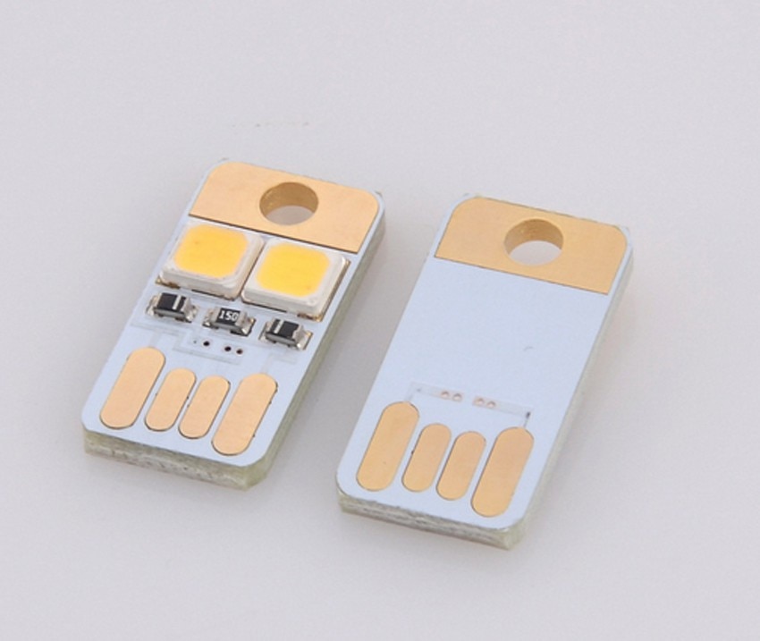1pc Mini USB Power 0.5W 2 LED Lamp Keychain Portable Pocket Card Pocket Card Touch Switch Night Light Computer Gadgets