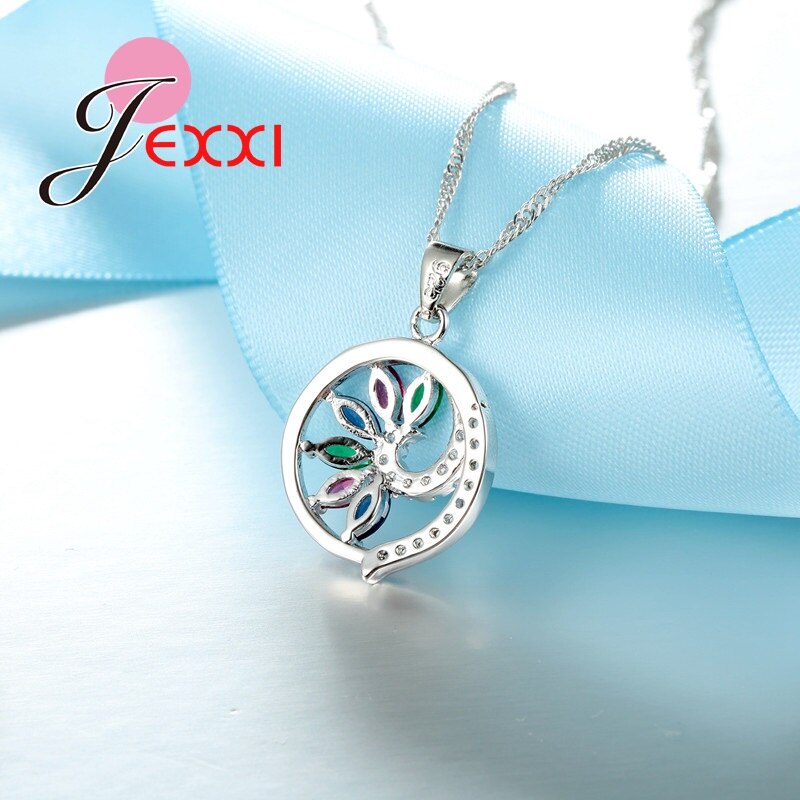 Colorful 925 Sterling Gioielli In Argento Sterling Set Gioelleria Raffinata E Alla Moda Rotonda Della Collana Orecchini Set Per Le ragazze Regali Di Compleanno