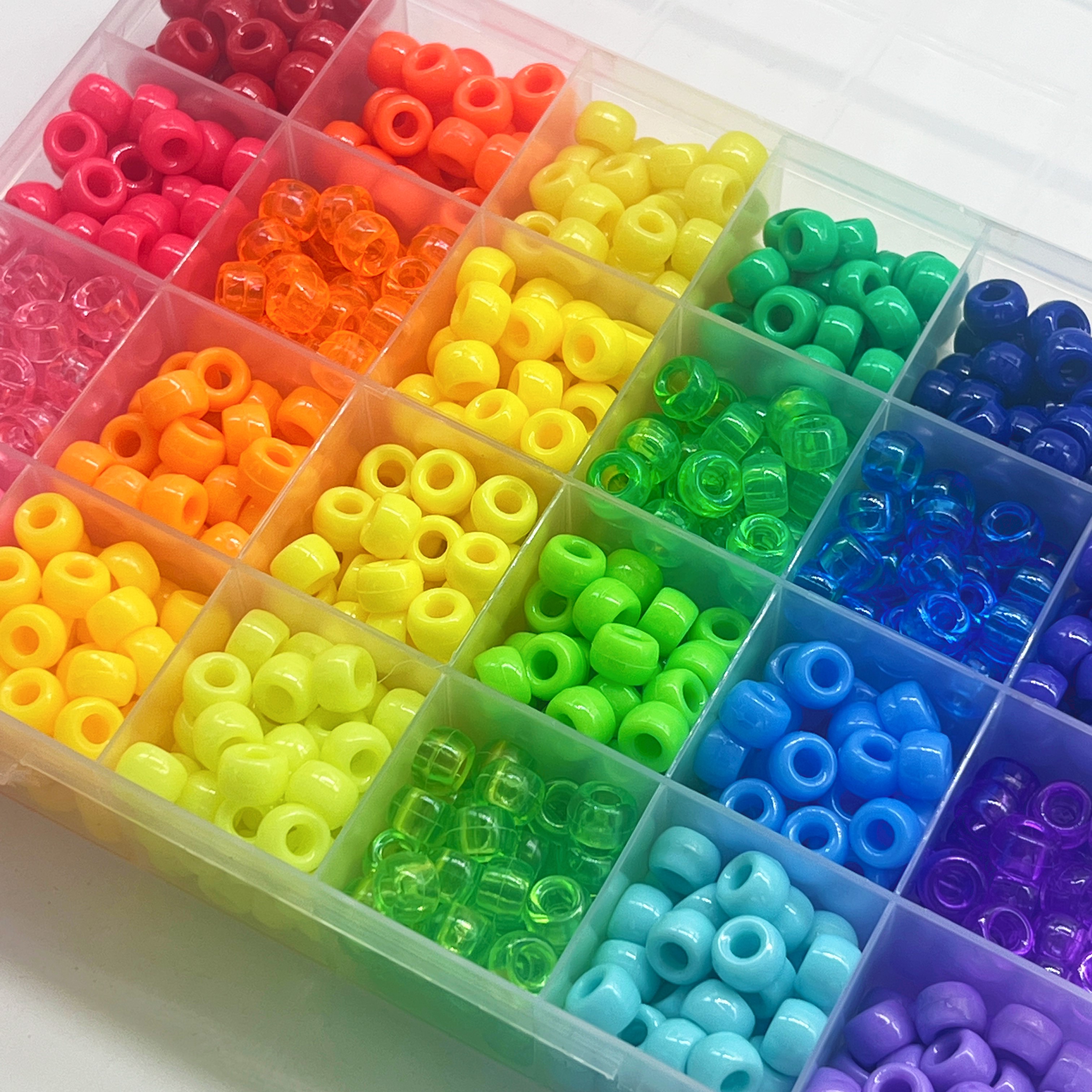 Pony Beads for Friendship Bracelet Making Kit 24 Colors Kandi Beads Set, Plastic Rainbow Bulk and 980pcs Letter Beads wit