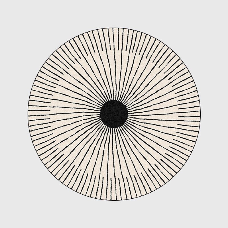 Wishstar Nordic Modern Simple Carpet Black White Circle Strip Bedroom Carpet Round Geometric Rug Chair Mat: 100cm