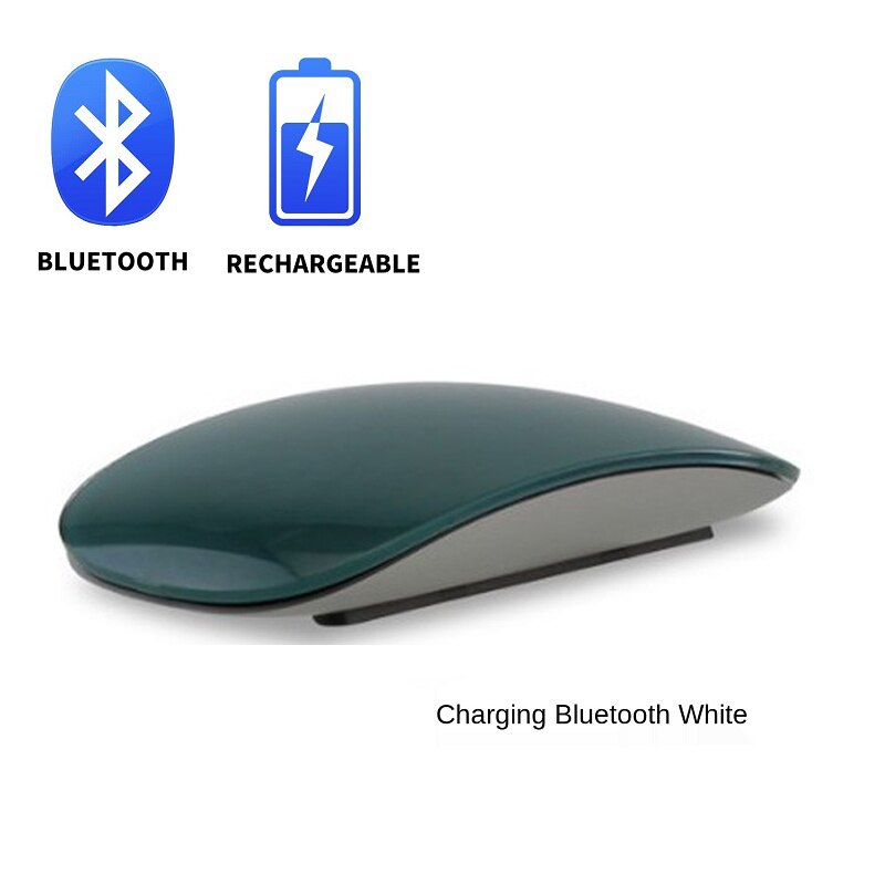 Bluetooth Wireless Arc Touch Magic Mouse Ergonomic Ultra Thin Rechargeable Mouse Optical 1600 DPI Mause For Apple Macbook Mice: Charging Dark green