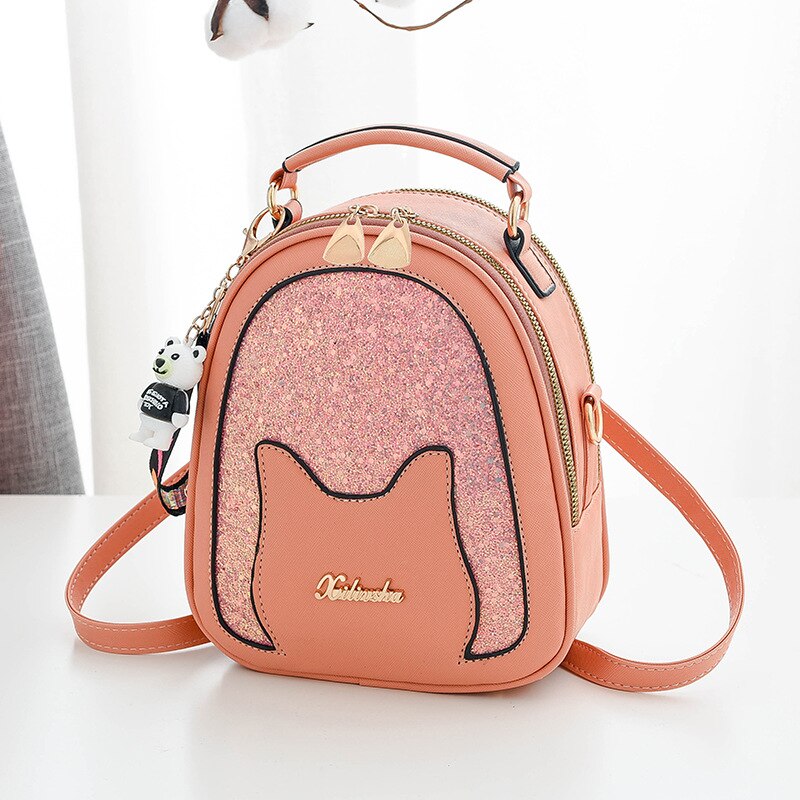 neue Mini Rucksäcke für Frauen Anti Diebstahl Leder Reisetaschen Pailletten Schulter Taschen Schule Taschen für Teenager Mädchen JD02021: Rosa