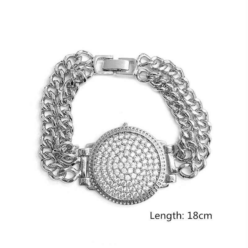 Fyuan Horloge Vorm Armband Voor Vrouwen Zilver Kleur Hip Hop Rhinestonel Armbanden & Bangles Bruiloften Party Sieraden