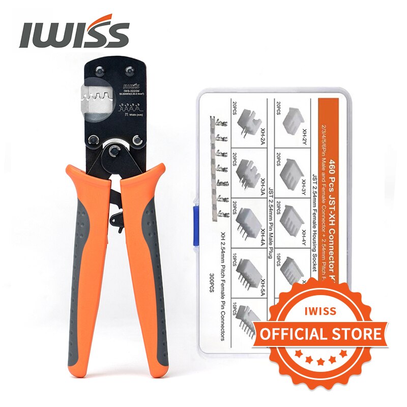 Iwiss iws -3220 460 stk crimptænger mini crimper værktøj til jst dupont terminal smalle stikben 0.08-0.5 mm²awg 32-20: Iws -3220 460 stk