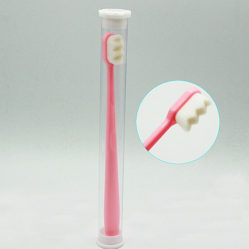 1 Pcs Ten thousand hair toothbrushes pregnant women and children soft toothbrush super soft with PVC tube: pink wave