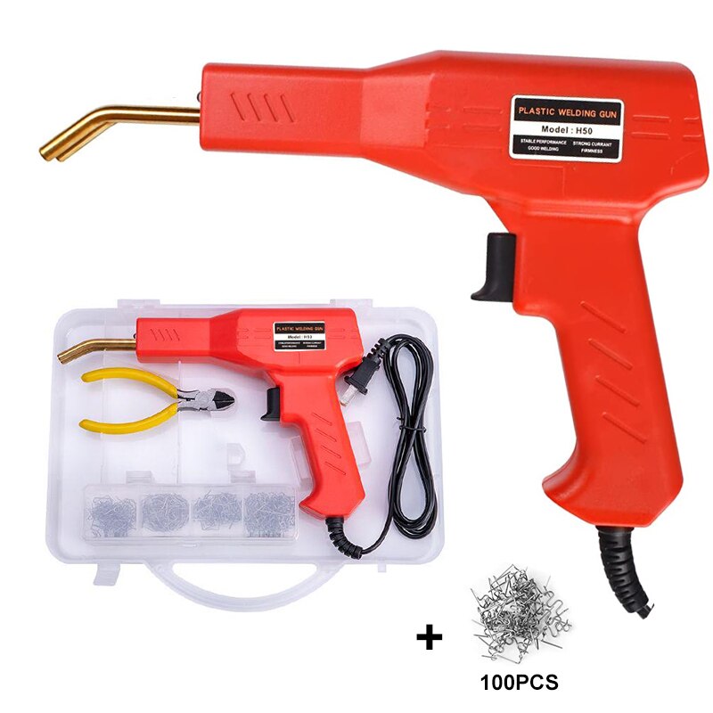Plast sveisere pvc reparere maskin bil støtfanger reparere stifter stiftemaskin sveising garasje verktøy plast loddebolt: 110v oss plugg / 50w b 300 stk