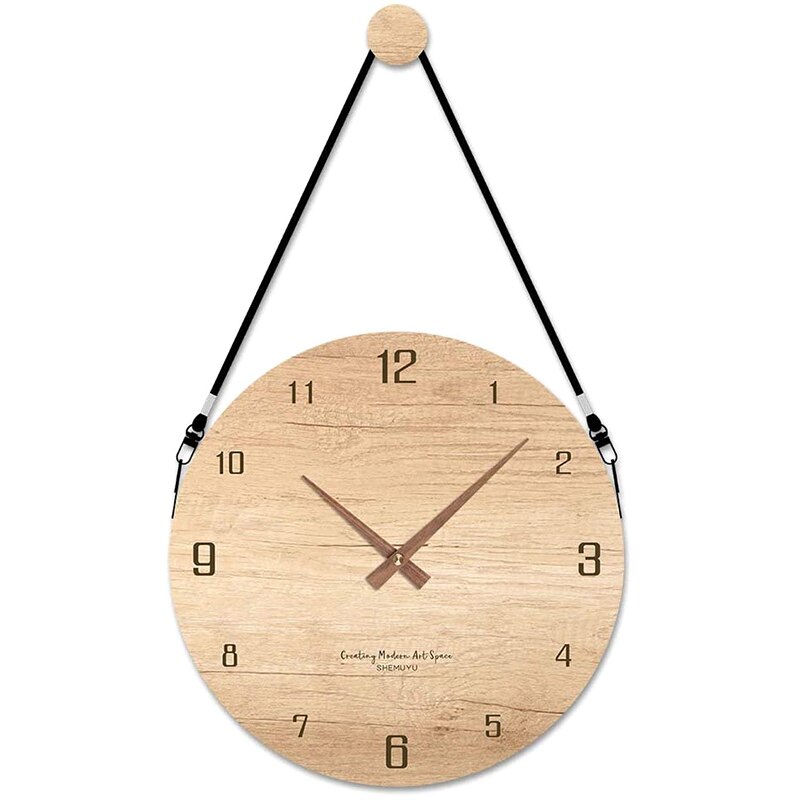 12 Inch Modern Wall Clock Battery Operated, Silent Non-Ticking Wooden Decorative Round Wall Clock, Digital Wall Clock: Default Title