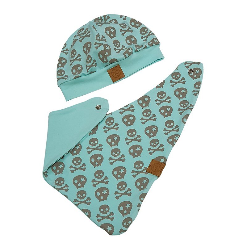 Babygiz boys' turquoise gray color printed four seasons hat Apron