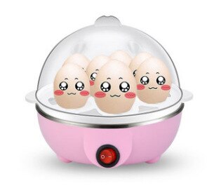 Electric Egg Cooker, Omelet, Scrambled, Soft, Medium, Hard-Boiled Boiler Cooker with Auto Shut-Off and Buzzer, Measuring Cup In: Pink