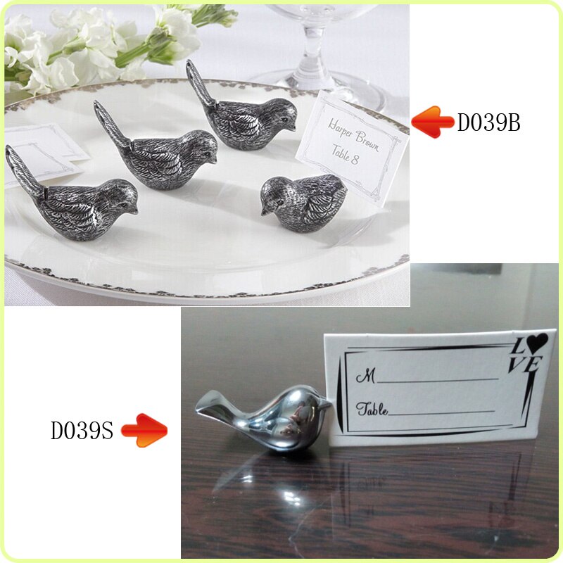 Porte-carte oiseau ou argent antique 10 pièces/lot | Décor de table pour réception de mariage,