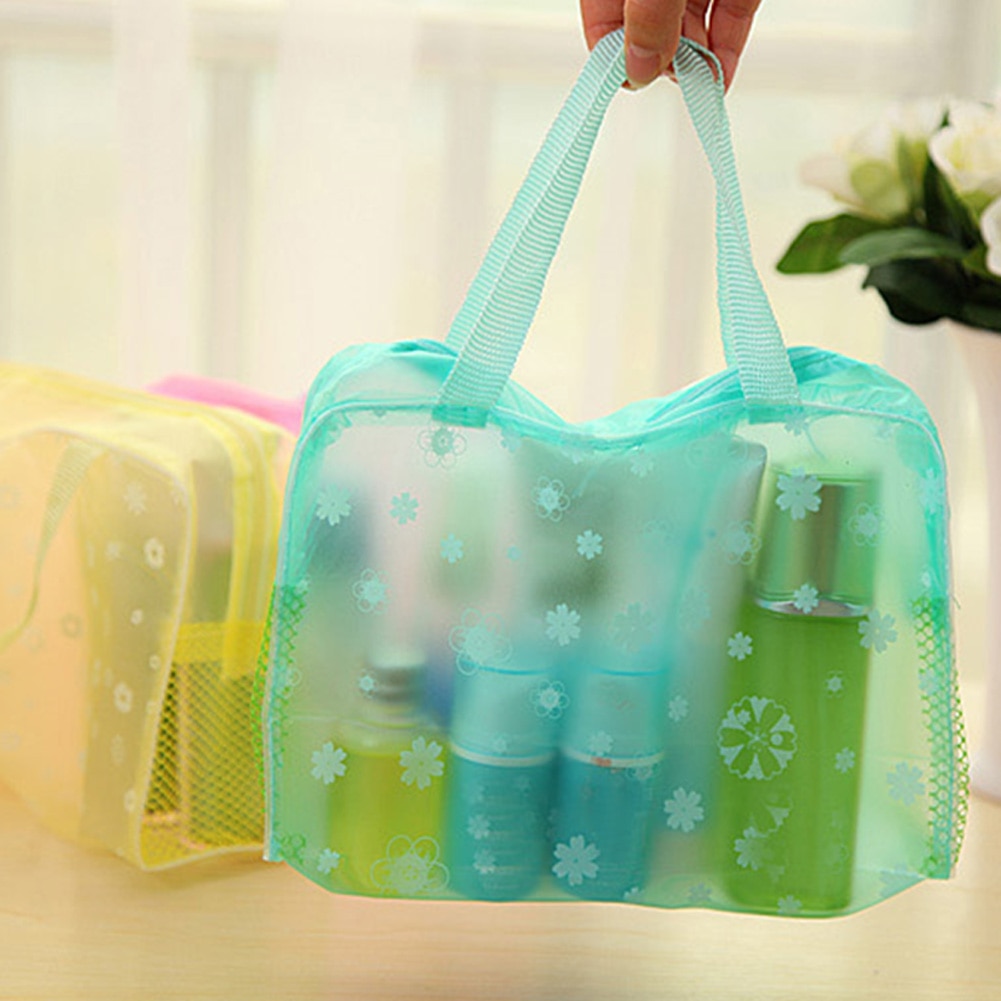 Sac cosmétique imperméable de PVC femmes voyage sac de maquillage d'impression florale transparente maquillage organisateur pochette de rangement de toilette femme