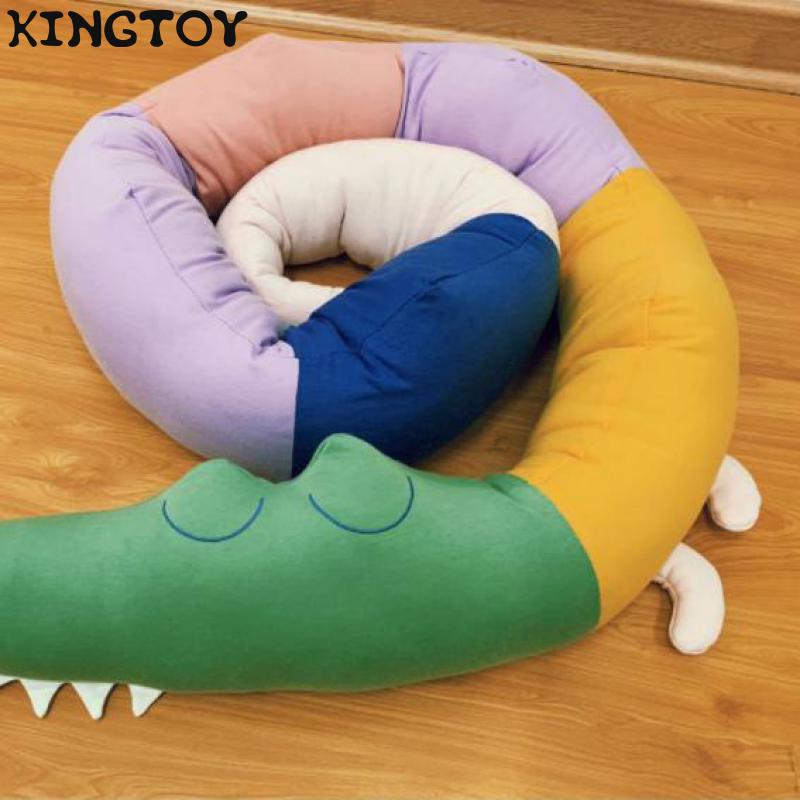 Newborn Baby Bed Crib Fence Bumper Toys Protection Crocodile Pillow Cotton Cushion Kids Room Decoration Bed Bumper 205cm