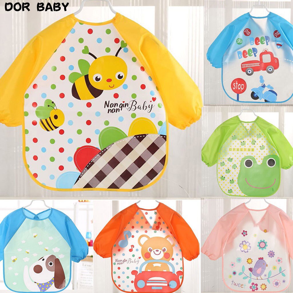 Baby Boy Bibs Waterproof Long Sleeve Feeding Bib Apron Pocket Girl Bibs Kids Burp Cloth Feeding Bib Child Apron Smock