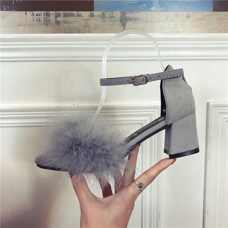 Lente 5 Cm Dik Met Hoge Hakken Suède Professionele Woord Gesp Enkele Schoenen Vrouwelijke Tij Mujer S045: gray / 4.5