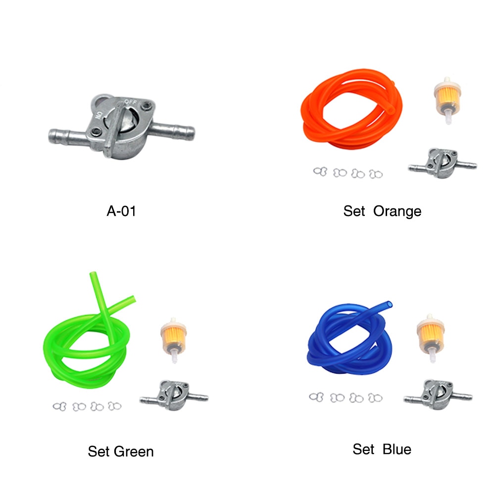 Zs Motos 6 Mm Motorfiets Benzine Brandstof Tap Kleppen Op/Uit Schakelaar + Olie Buis + Olie Filter Inline benzinekraan Pit Dirt Bike Atv Utv Scooter