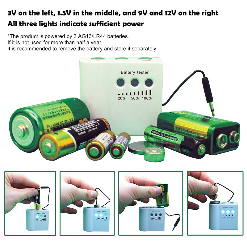 AA battery capacity tester AAA LED light 1.5V 3V 9V 12V dry battery power tester