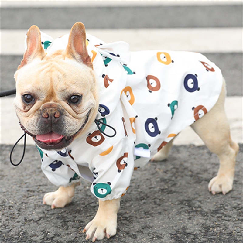 Kæledyr hund regnfrakke fransk bulldog tøj vandtæt tøj til lille hund regnjakke sød tegneserie hund regn tøj til hunde