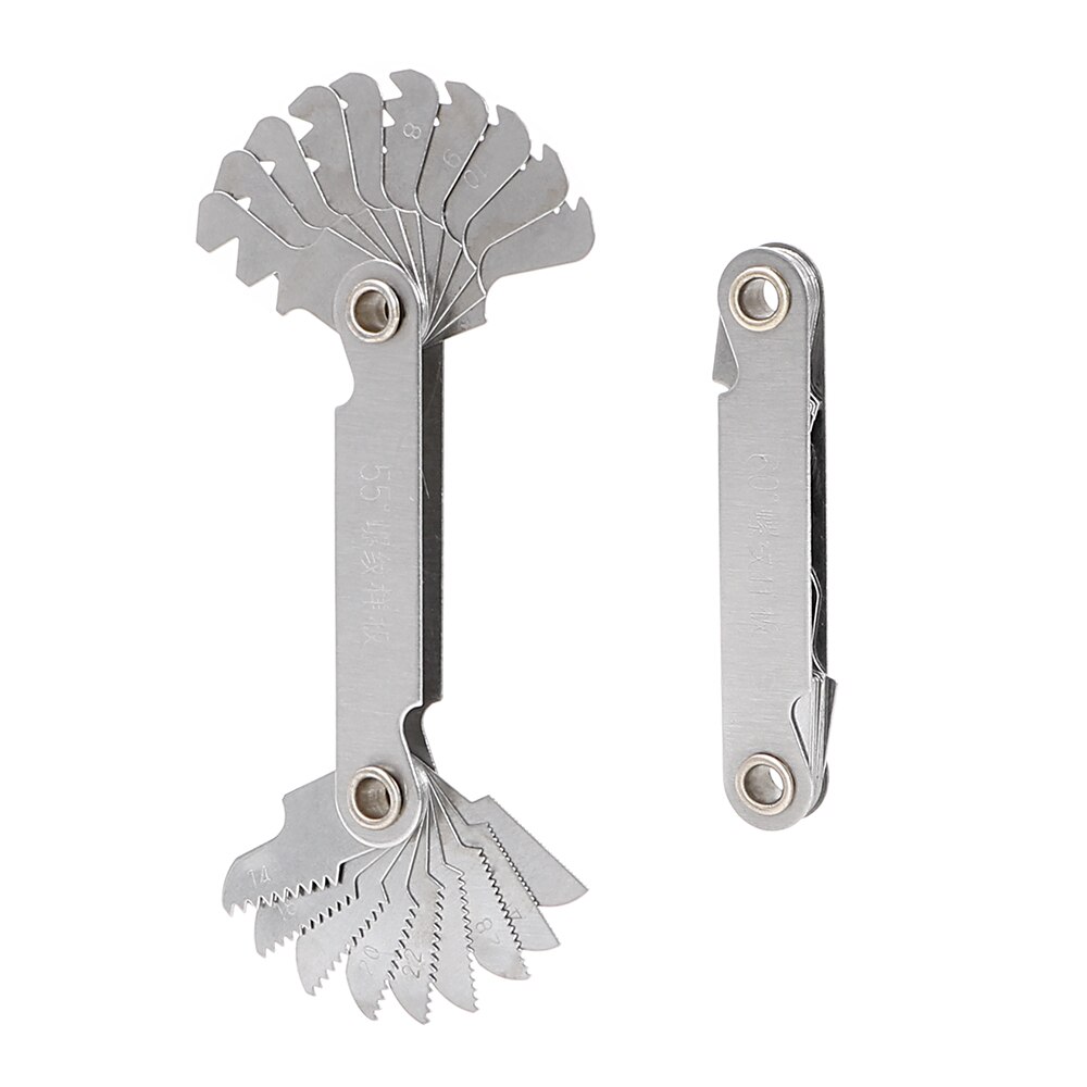 DIYWORK 20 Blades Metal 60 and 55 Degree Screw Thread Gage Gauge Folding Measuring Tool Metric & Whitworth Pitch