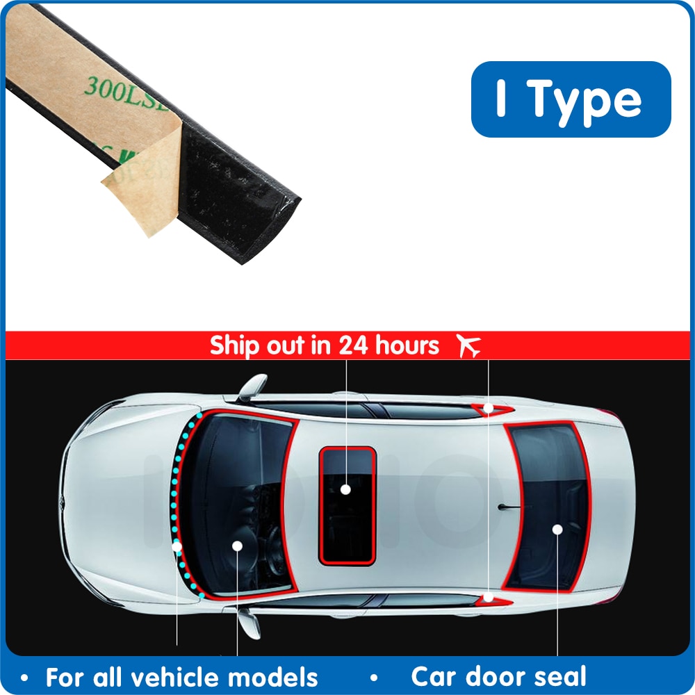 Autodeur Afdichting Strip Venster Afdichtstrip Geluiddichte Voor En Achter Voorruit Dak Water-Proof Rubber Strip Regendicht Zonnedak