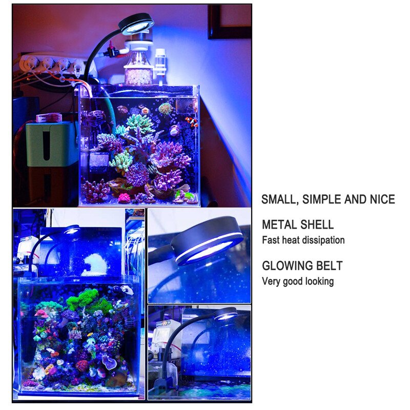 Q2-B Aquarium Led Licht 9/12/18W Zee Water Verlichting Saltwater Clip-On Lamp Marine Coral reef Fish Nano Tank Zonsopgang Zonsondergang
