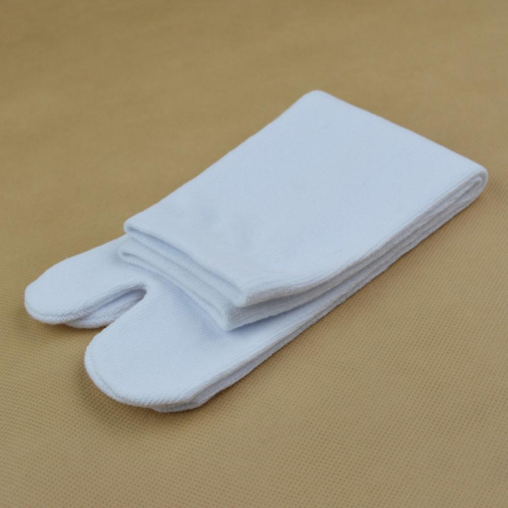 Acupoint Massage Health Socks in Tube Cotton Socks Plantar Acupuncture Point Remark Massage Split 2 Toe Tabi Foot Finger Socks: Solid white