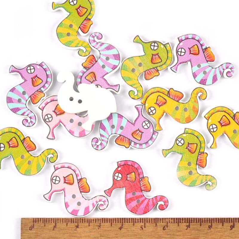 Botones de madera con patrón de animales marinos para costura, accesorios de costura, Scrapbook, manualidades de madera, decoración del hogar, 25 uds., m1736: 3