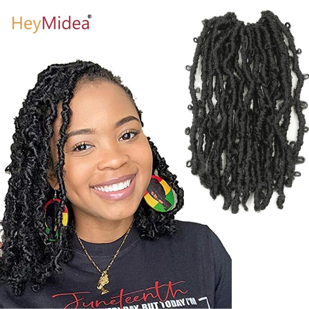 Distressed Butterfly Locs Crochet Hair 12Inch Pre Looped Goddess Faux Locs Crochet Braiding Hair Extensions Heymidea