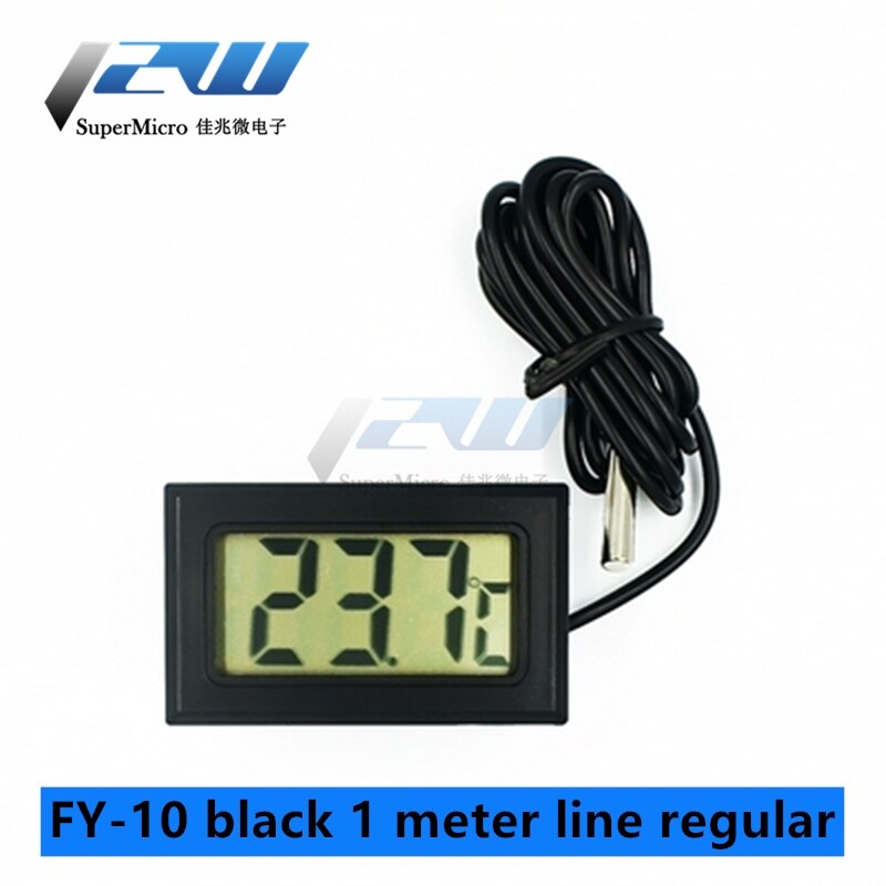 Lcd Digitale Thermometer Hygrometer Temperatuur-vochtigheidsmeter Met Voertuig Probe Reptiel Terrarium Aquarium Koeler: FY-10 black