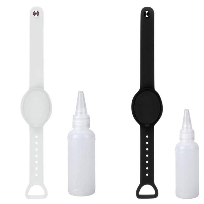 Silicone Extérieur Désinfectant Bracelet Antiseptique Pour Les Mains Portable Bracelet Désinfectant pour les mains Sous-Emballage Distributeur De Savon: black white