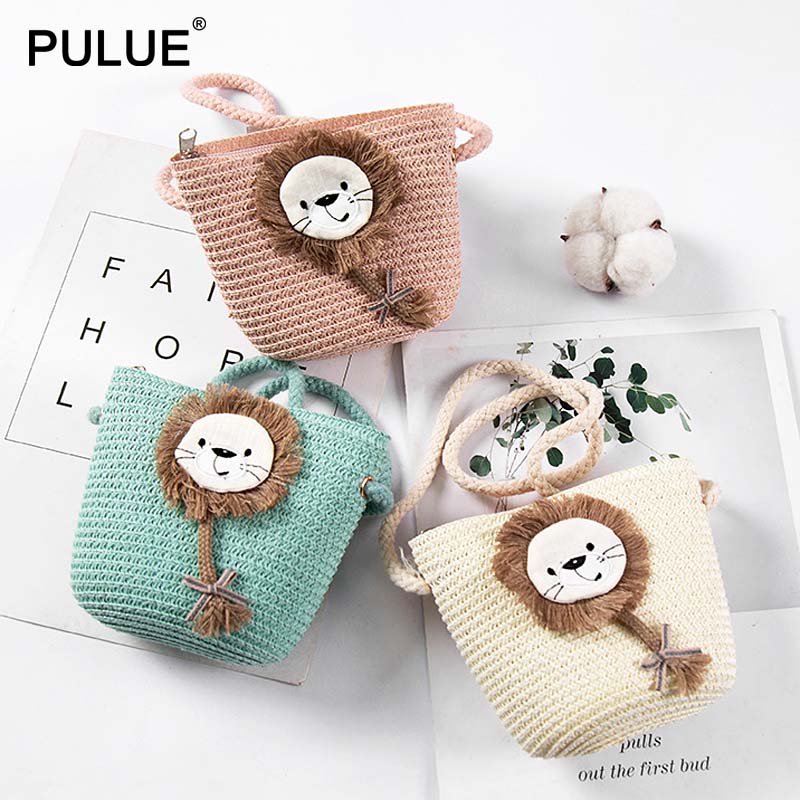 Cartoon Portemonnees Hand Made Kleine Stro Tassen Kinderen Geneigd Schoudertassen Messenger Bag Schattig Meisje Handtassen Kids