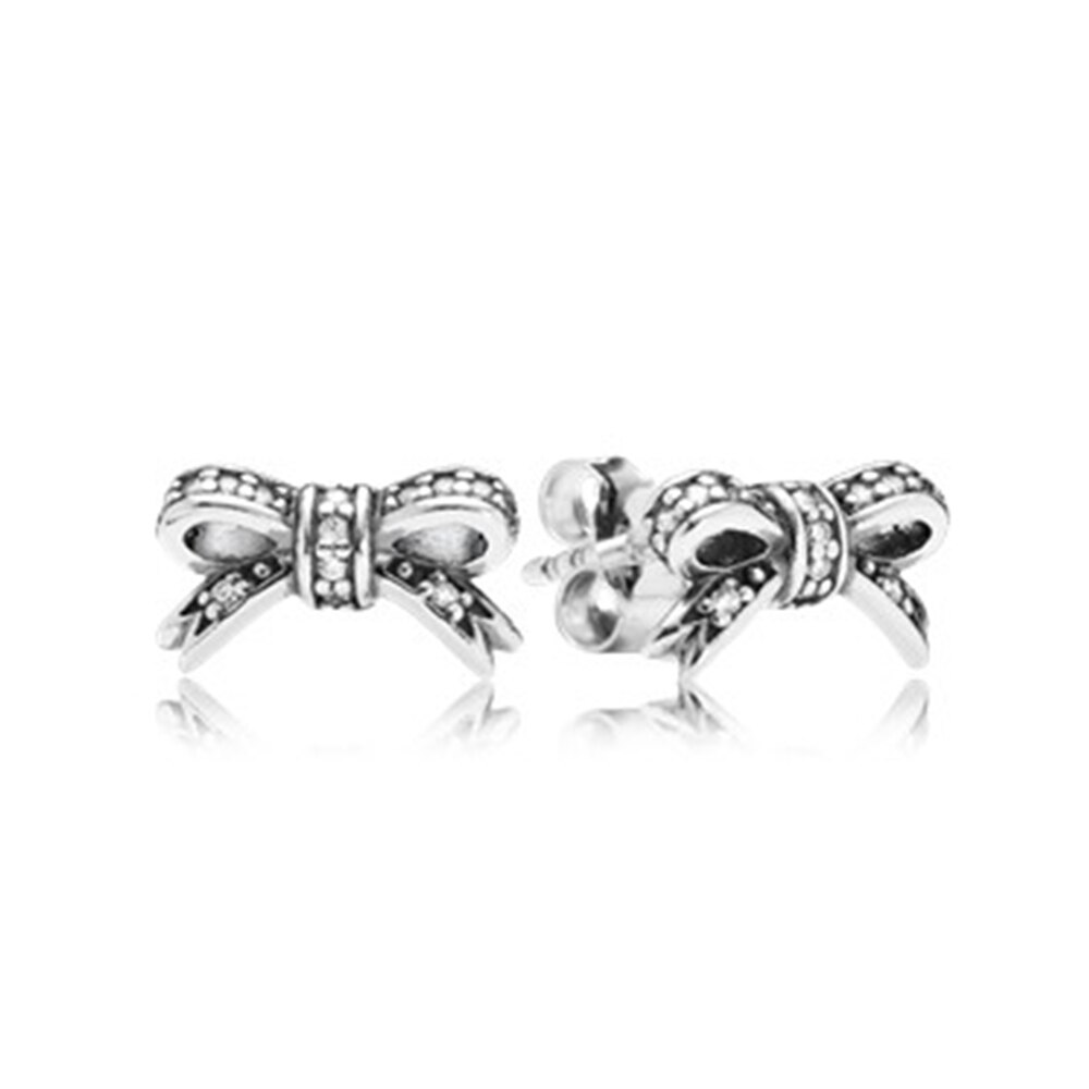 Bowknot kristall Pfanne Ohrringe FlüGel modellierung passen DIY Original Charme Ohrringe: 290555CZ