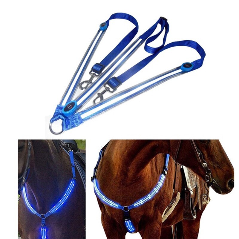 Vandtæt ledet ridebælte nylon hestebrystbælte nat synlig brystplade equitation belysning rytterudstyr