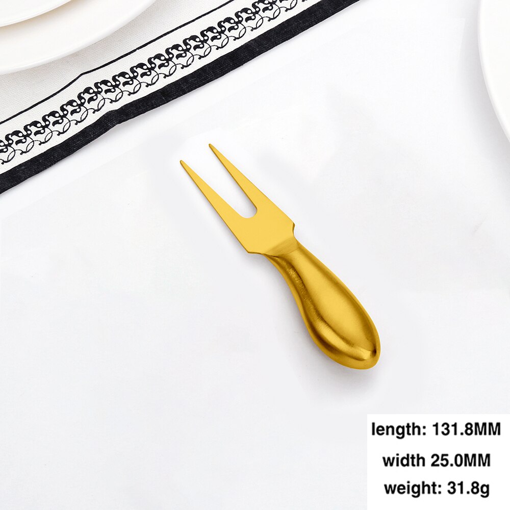 1Pcs Kaas Tool Gold Kaas Slicer Cutter Mes Creatieve Kaas Raspen Cake Spatel Boter Messen Vlees Vork Keuken Servies: Gold Meat Fork