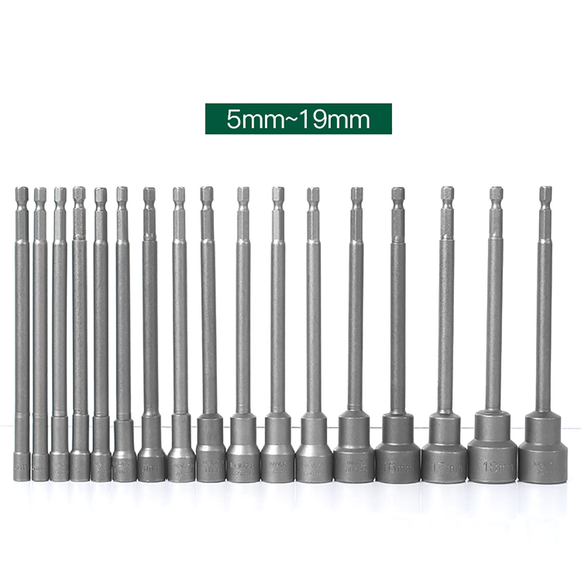 1Pcs 5mm-19mm Lengthen Hex Socket Sleeve Bit Nut Driver for Power Drills Impact Drivers Hand Drills Tools Parts Length 150mm