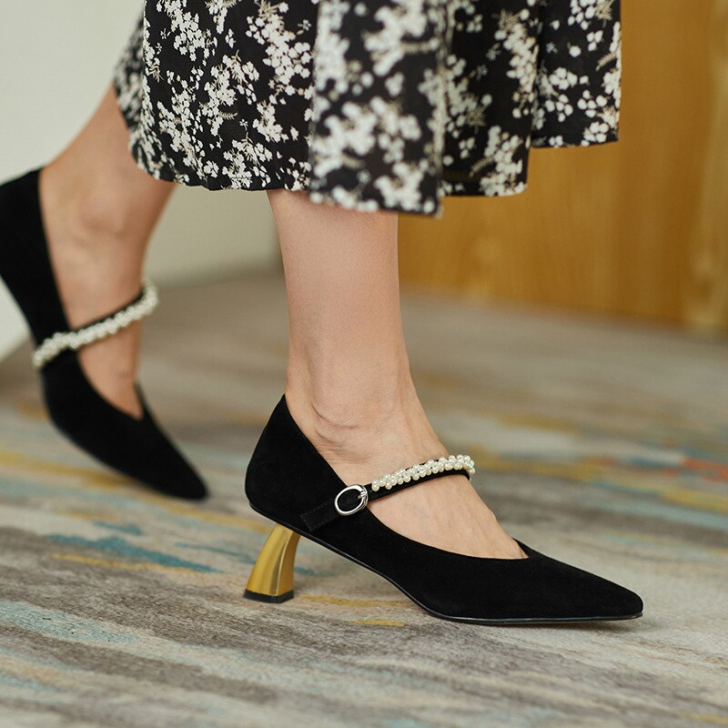 Parel Partij Schoenen Vrouwen Pompen Sexy Kleding Schoenen Voor Vrouwen Hakken Puntschoen Wedding Shoeskitten Hakken