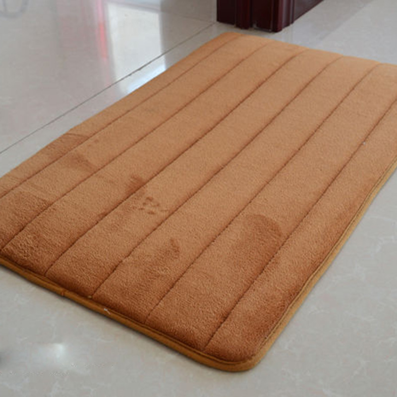 40x60cm Memory Foam Bath Mats Bathroom Horizontal Stripes Rug Non-slip Bath Mats B: Dark Khaki